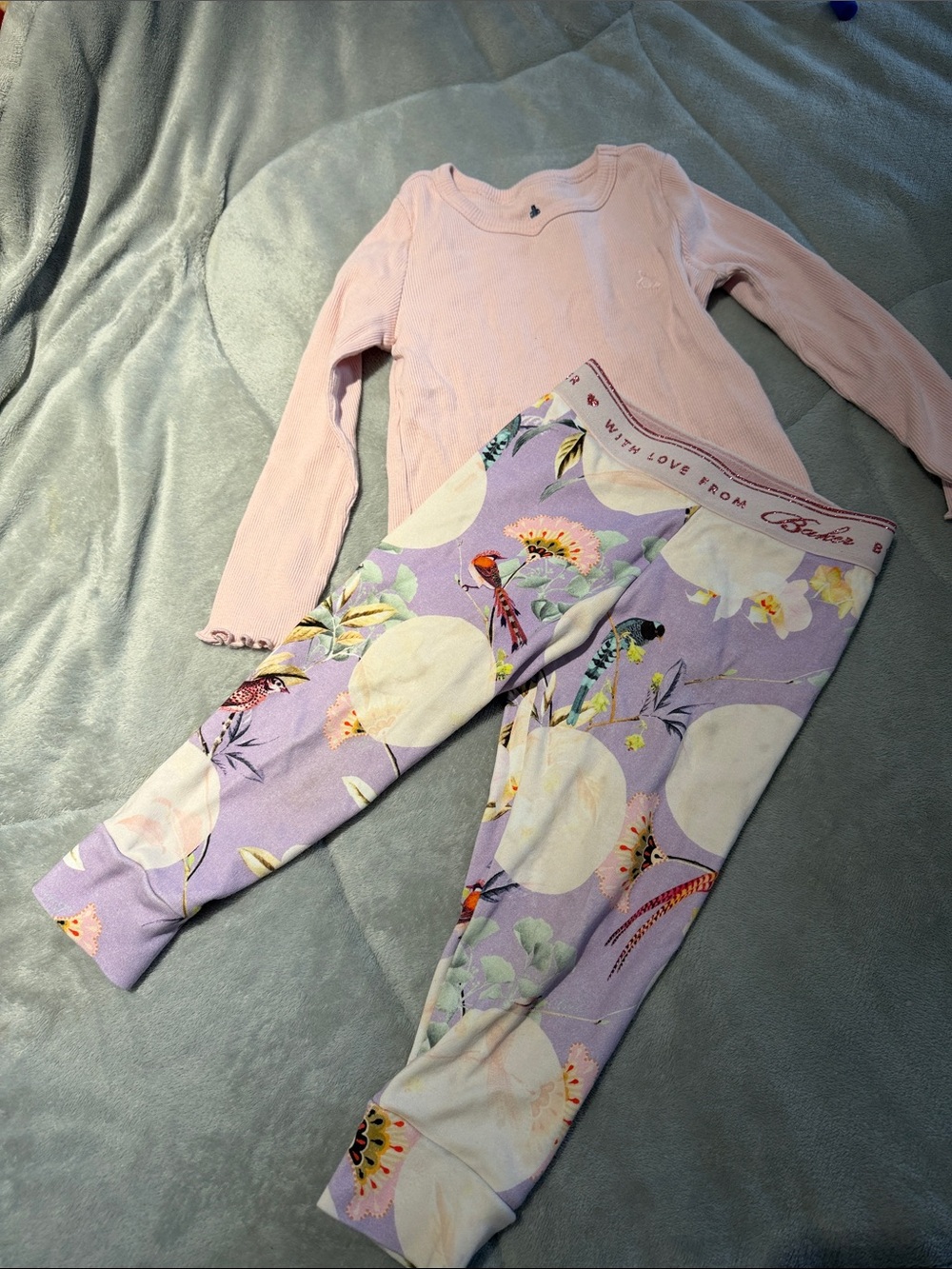 Ted Baker Lavender Floral Moon Pajama Set with Light Pink Top